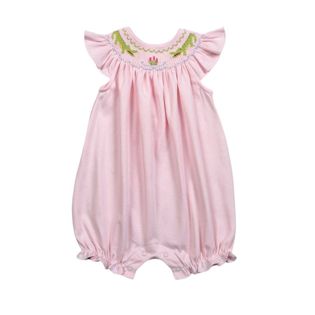 Pink Hand Smocked Alligator Bishop Bubble