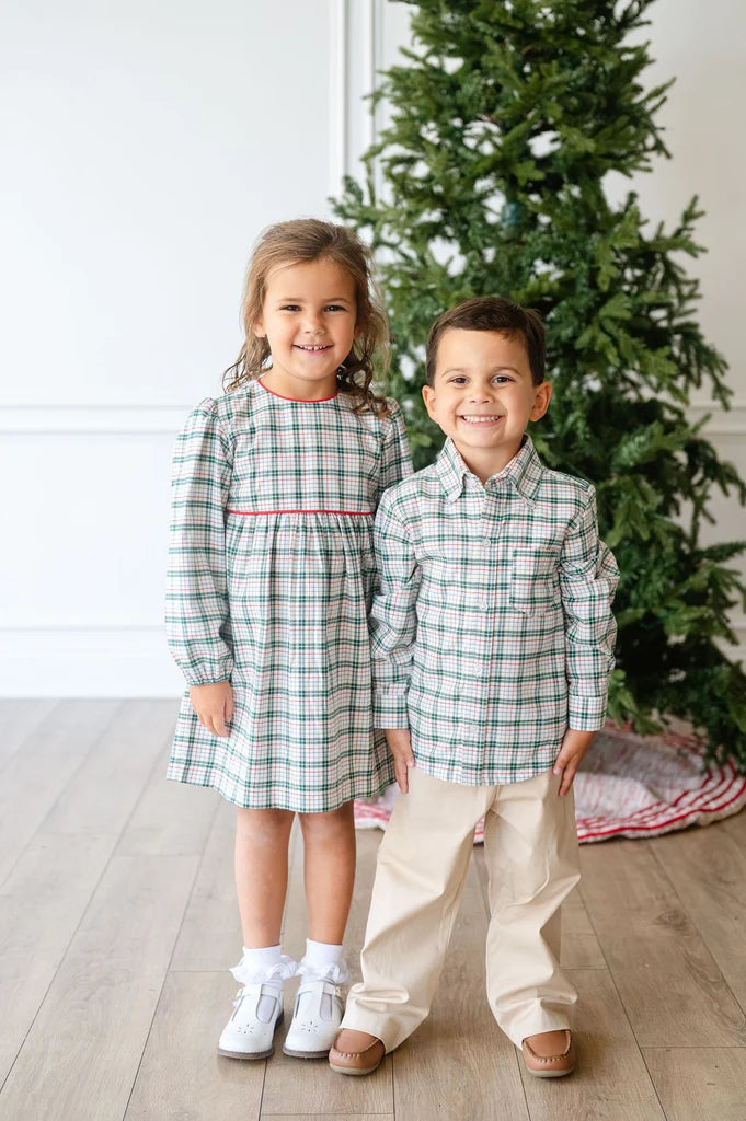 Holiday Golden Fields Plaid Annie Dress