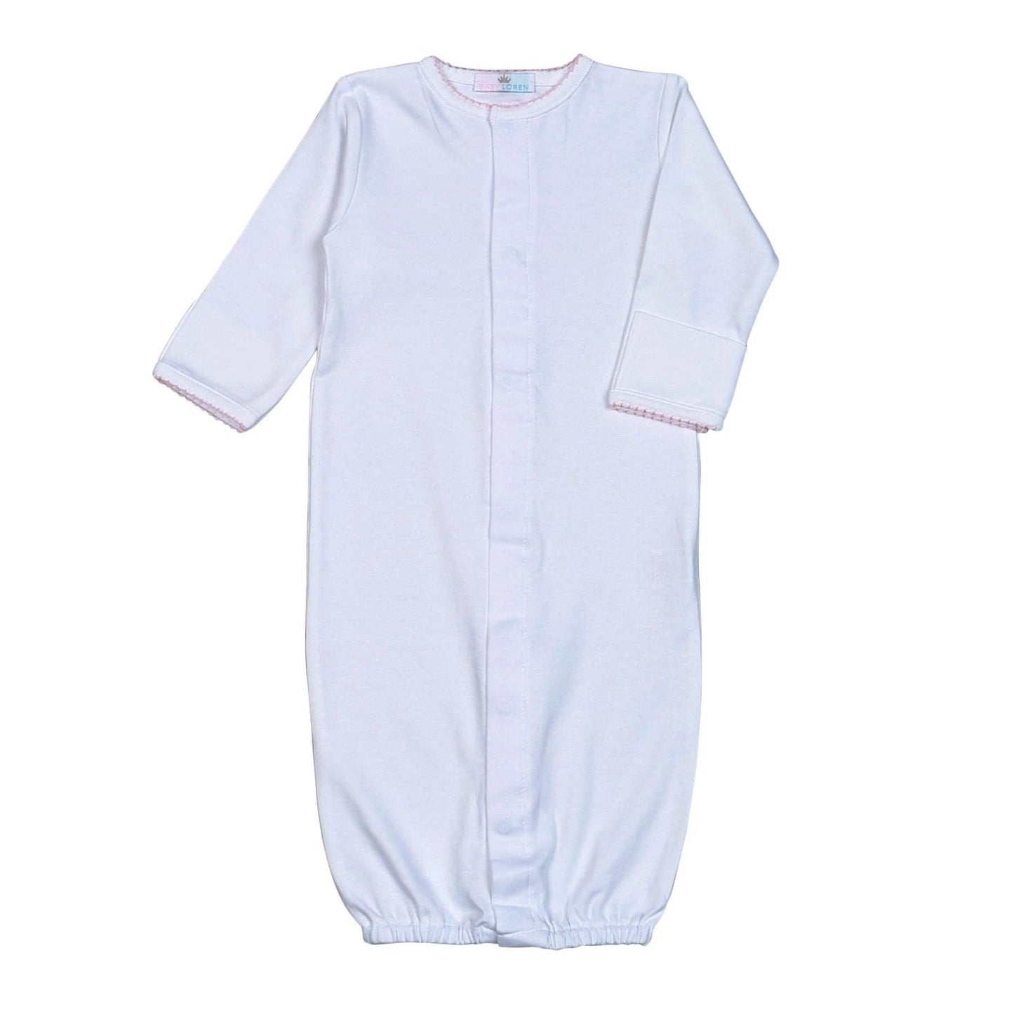 White Converter Gown Pink Picot Trim