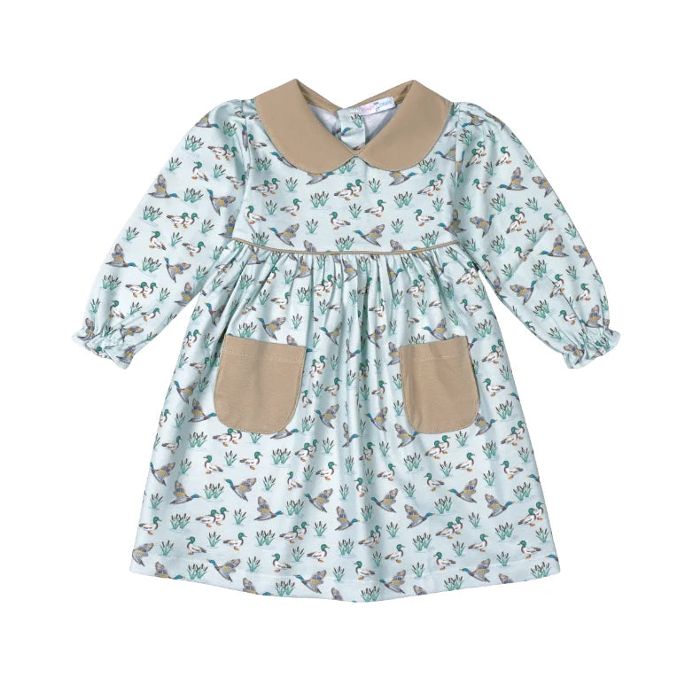 Mallard Ducks Pima Scallop Collar Dress