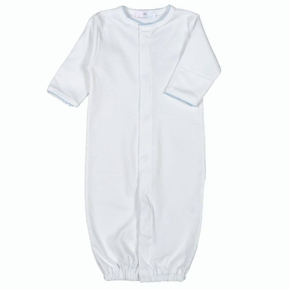 White Converter Gown Blue Picot Trim