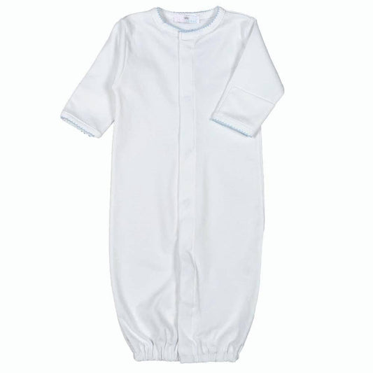 White Converter Gown Blue Picot Trim