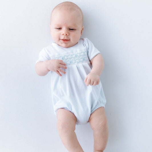 The classic stripe smocked bubble - Blue