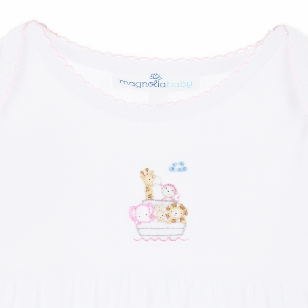 Noah's Ark Pink Embroidered Gown