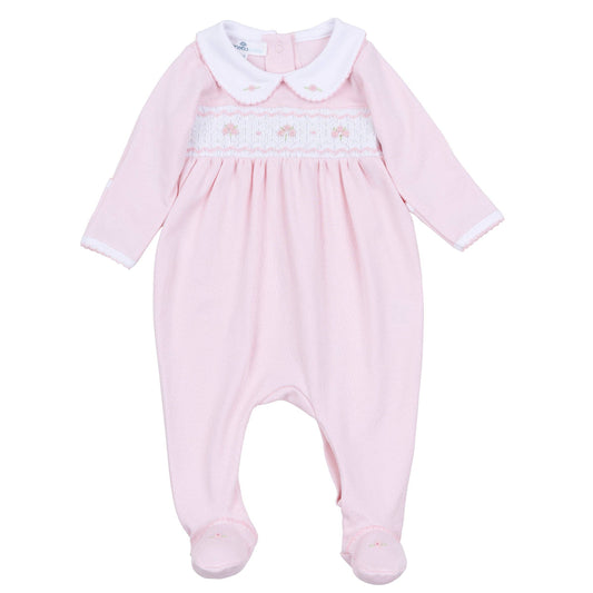 Lillian Pink Smocked Footie