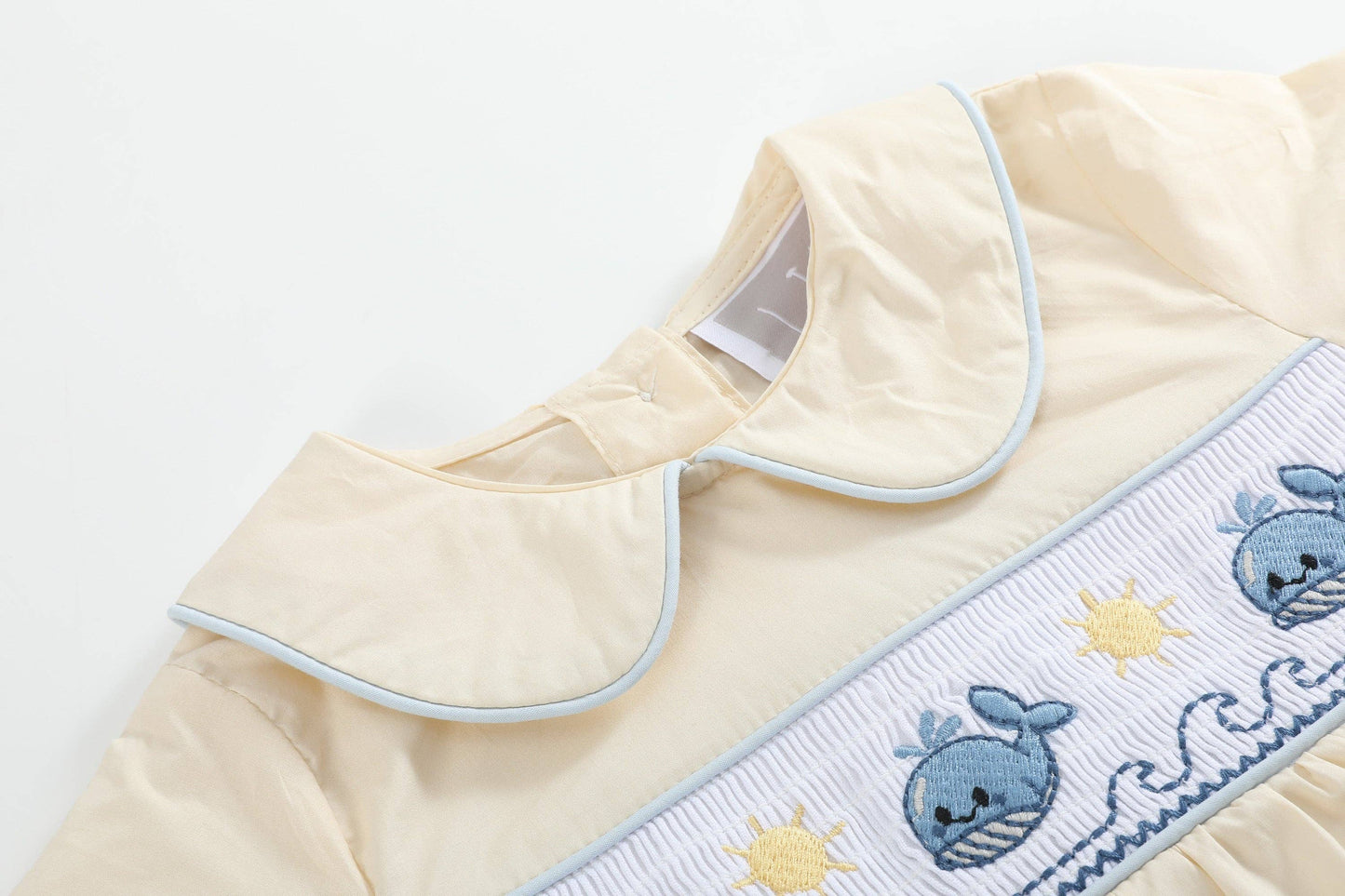 Whale Smocked Collared Romper