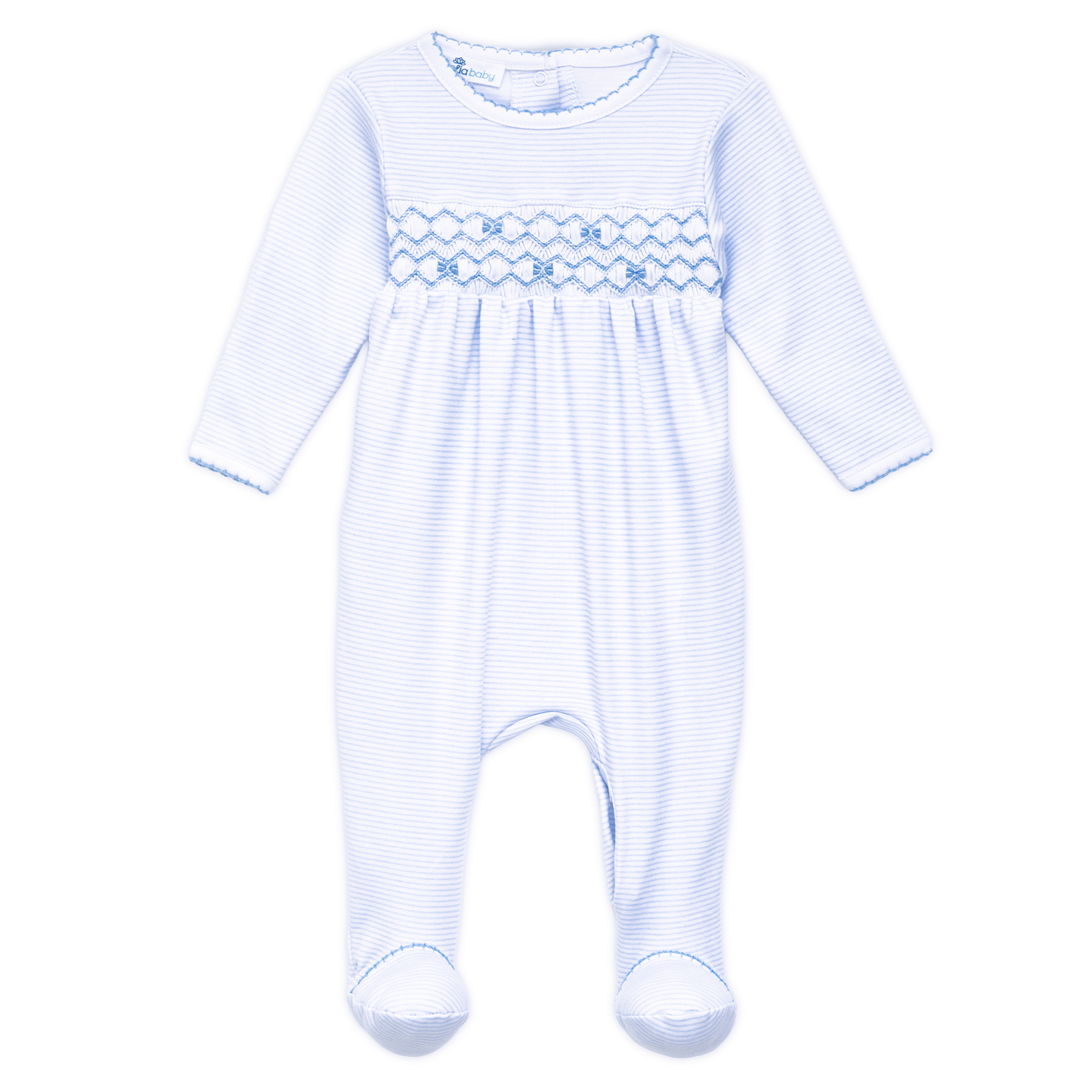 Jacob Smocked Footie - Light Blue