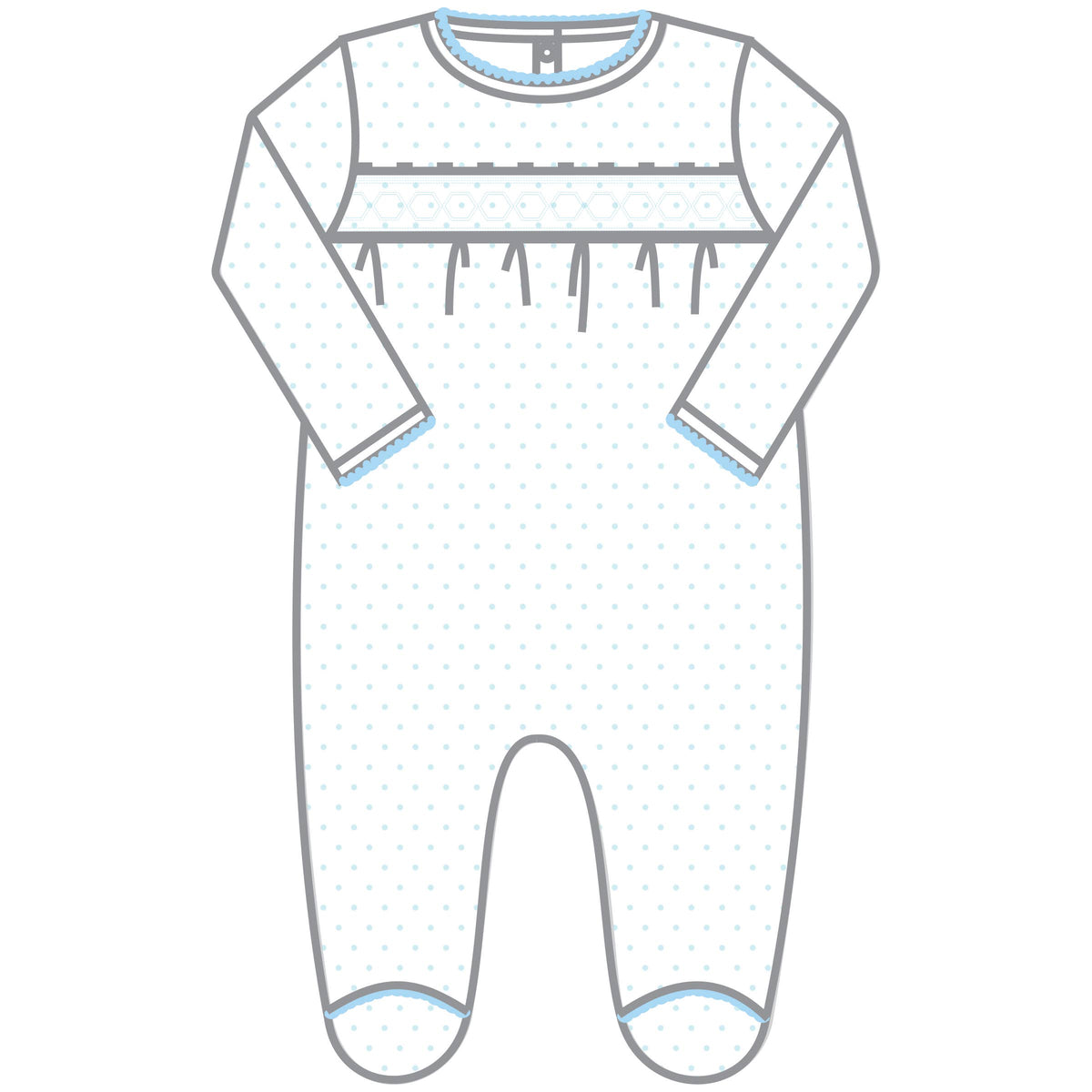 Mini Dots Blue Smocked Footie