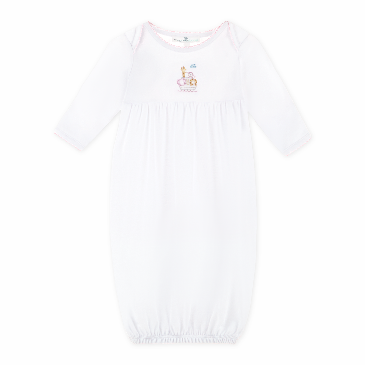 Noah's Ark Pink Embroidered Gown