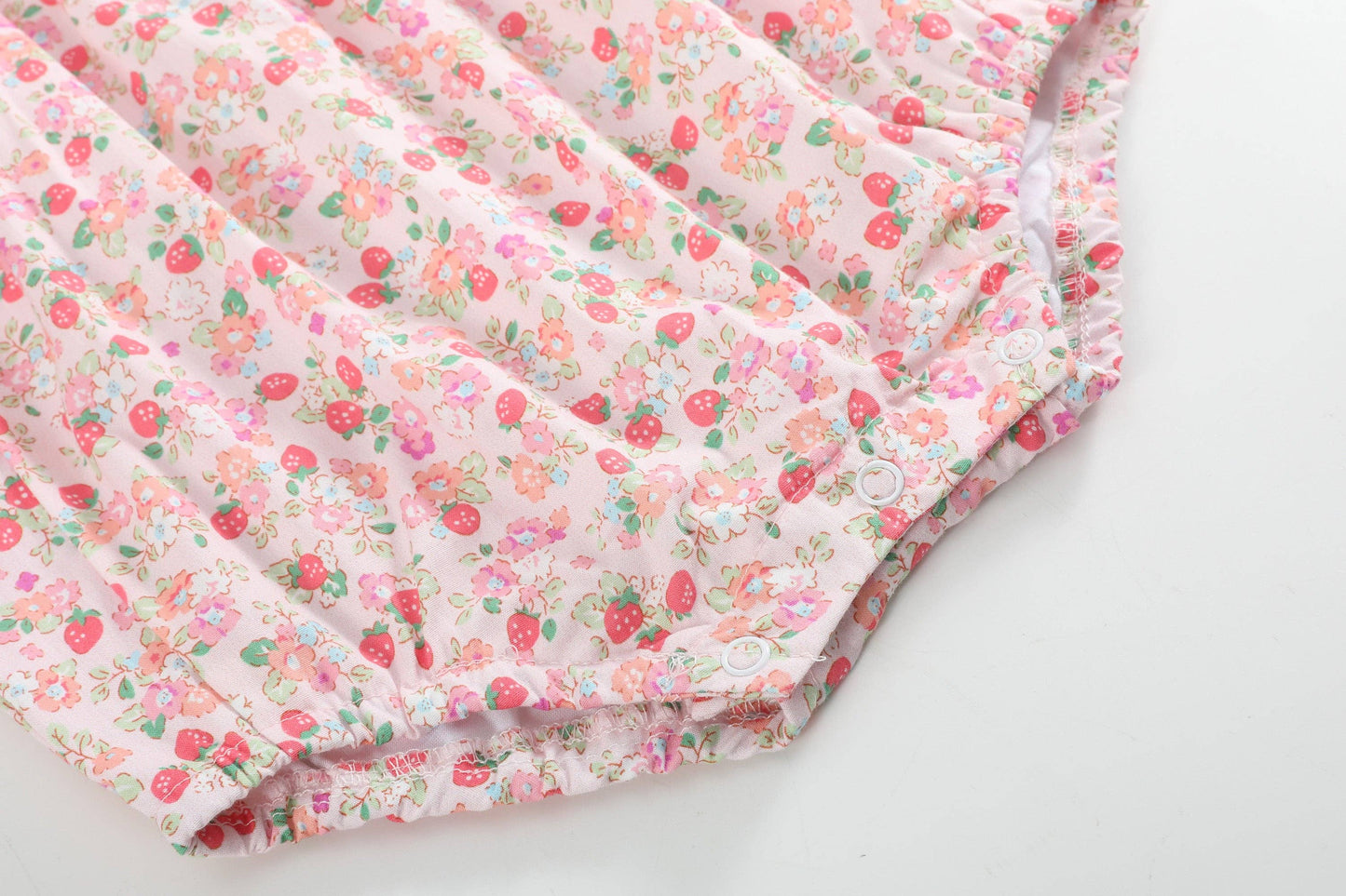 Floral Strawberry Smocked Flutter Romper