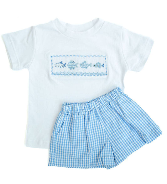 Blue Fish Smocked Set