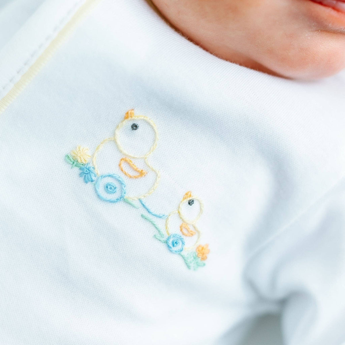 Vintage Duckie Pulltoy Hand-Embroidered Footie