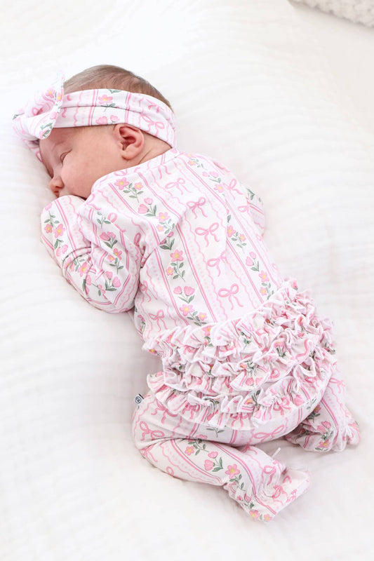 Coquette Garden Ruffle Zipper Footie