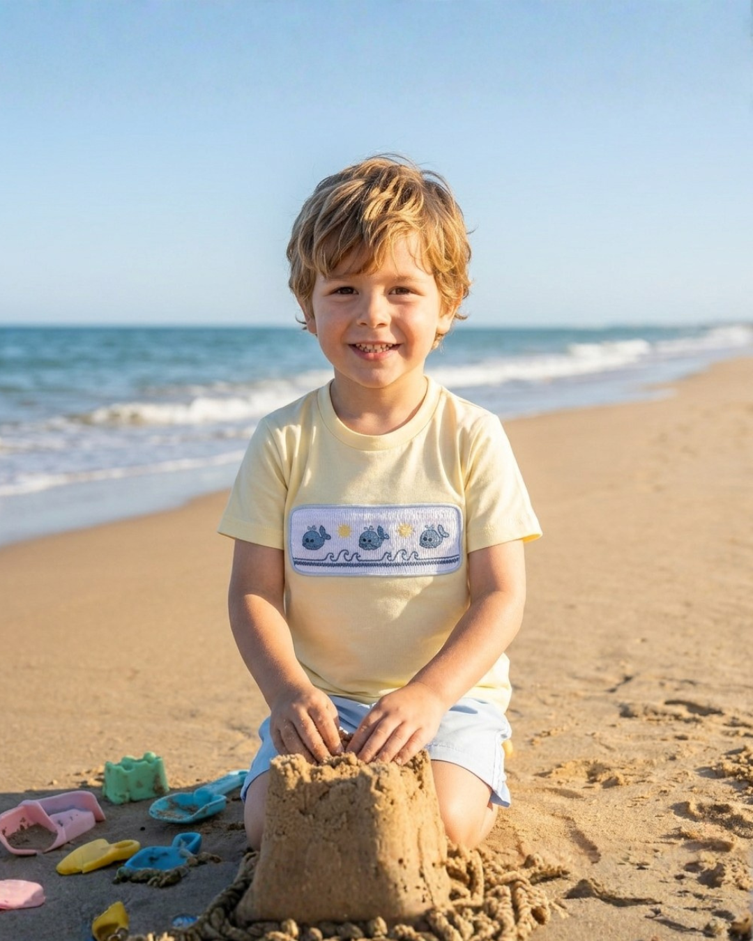 Whale Smocked Shirt and Shorts Set