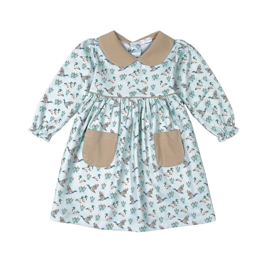 Mallard Ducks Pima Scallop Collar Dress